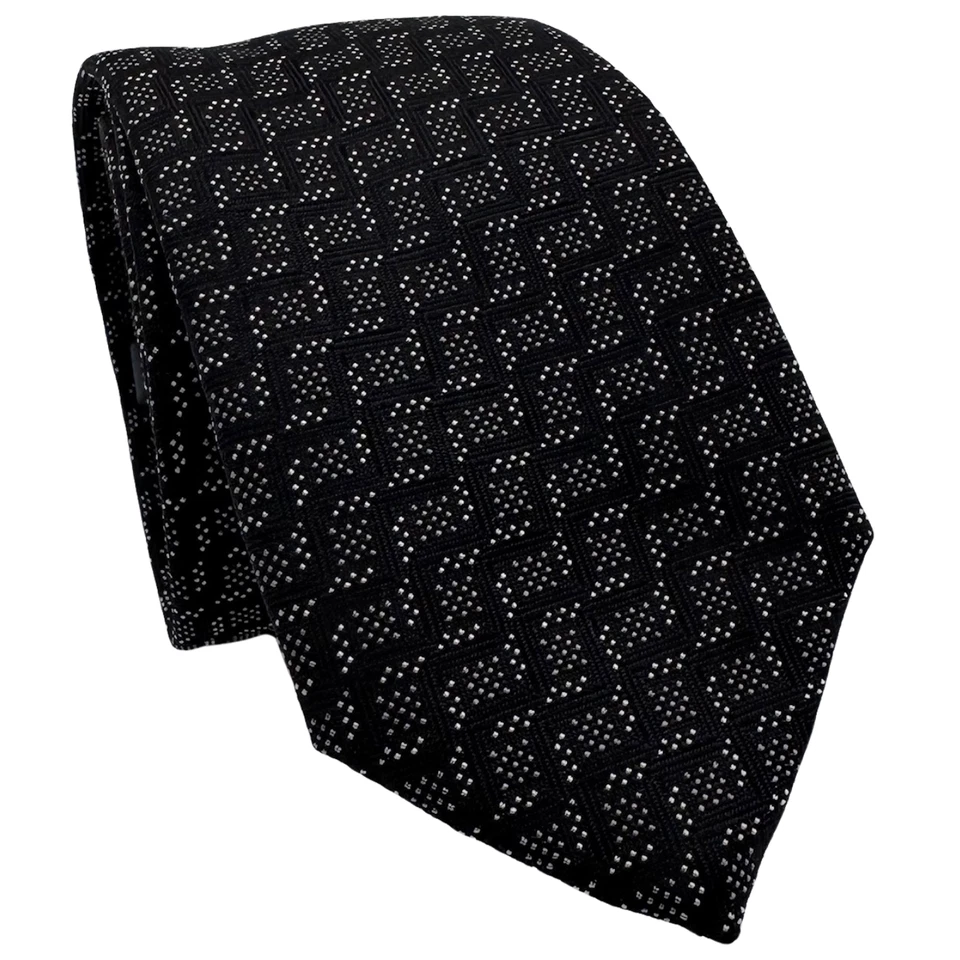 John Varvatos Neck Tie 100% Silk Geometric Handmade Italy Academia Luxury Skinny - Image 1 of 4