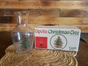 Spode Christmas Tree Gold Trimmed 8 inch 32 ounce Glassware Carafe - Retired - Picture 1 of 4
