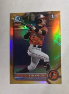 2022 BOWMAN  CHROME 1st CARD - CESAR PRIETO GOLD REF. RC  BCP-206 #19/50 - Picture 1 of 2