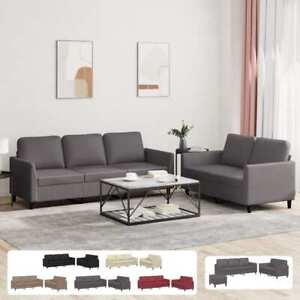 Sofagarnitur Kissen Sessel Sofa Couch Designsofa 2-tlg. Grau Kunstleder vidaXL