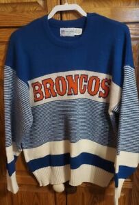 1980s Vintage NFL Cliff Engle Broncos Football Knit Crewneck Sweater Size Medium