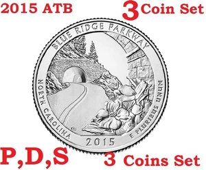 2015 P D S 3 Quarters Set America the Beautiful Blue Ridge Parkway Münze - Bild 1 von 1