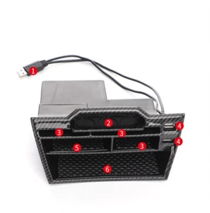 For Honda Civic 2016-2020 Carbon Fiber Car Interior Console Storage Box with USB - Picture 1 of 7