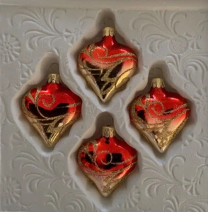 Christmas Tree Heart Glass Baubles  Bohemia Hand-Made - Picture 1 of 8