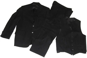 Impeccable! H.FREEMAN Navy Pinstripe Wool Gaberdine 3pc Suit Custom Tailored 40 - Picture 1 of 17