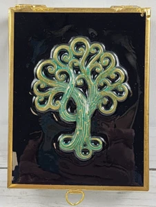 Schmuck/Schmuckkästchen, Kunstgold/Grün Akzent auf schwarzem Hintergrund, zwei Scharniere - Bild 1 von 15