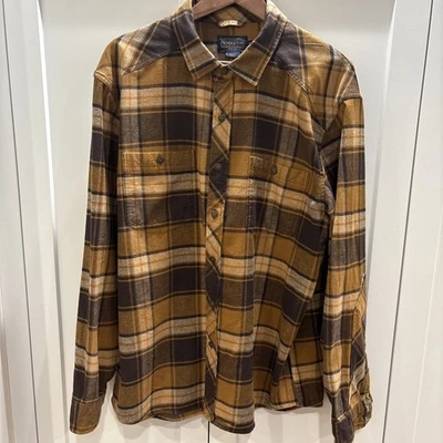 Pendleton Flannel Shirt Mens XL Plaid Button Up Long Sleeve Yellow/Brown RN29685 - Image 1 of 4