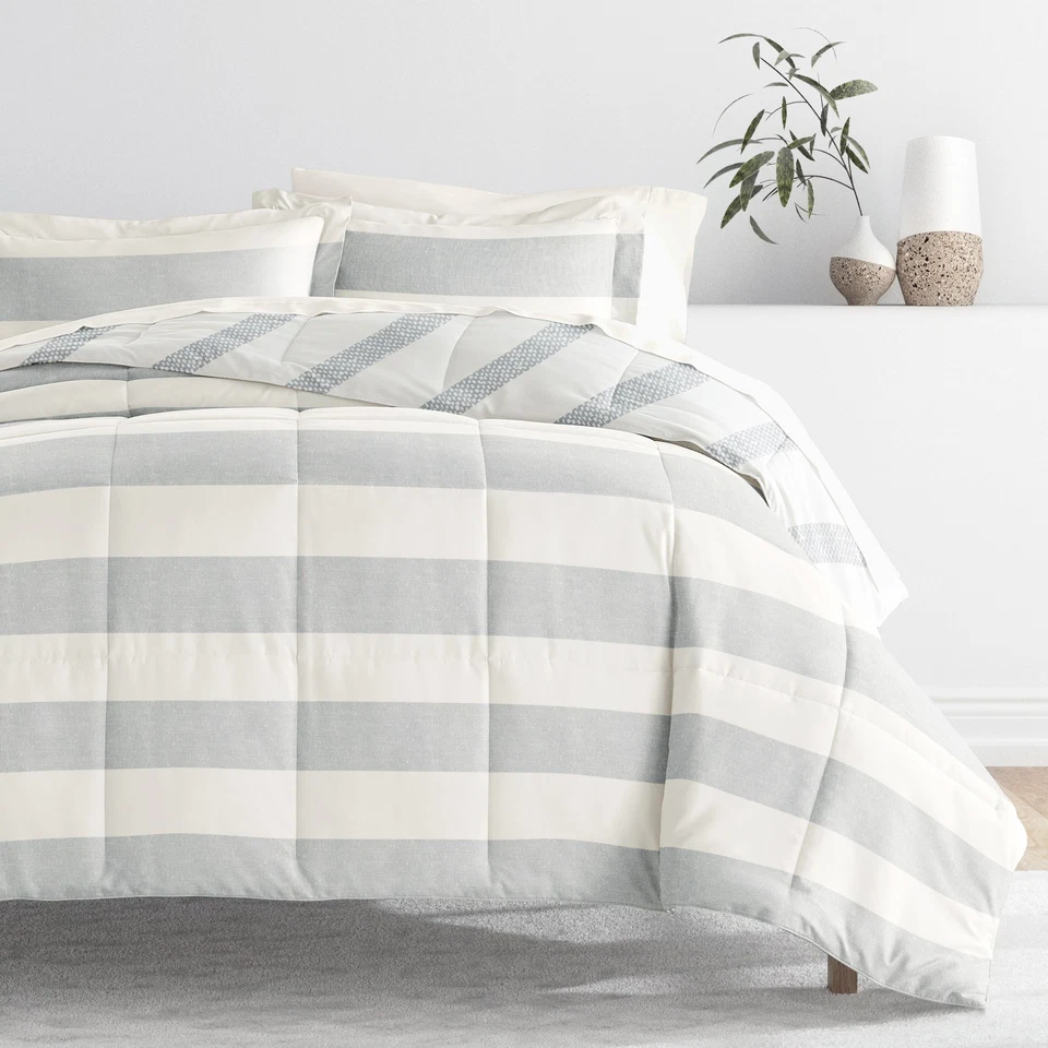 Pacote de roupa de cama, conjunto de edredom de microfibra estampado e conjunto de lençóis sólidos por Kay... - Imagem 1 de 1