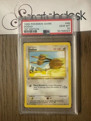 PSA 10 - Pokemon DODUO 48/102 - 1ST EDITION SHADOWLESS BASE SET - GREY STAMP - Image 1 of 2