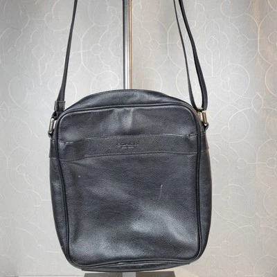 VINTAGE Coach Charles Flight Bag 12" Black Pebbled Leather Messenger F54782 - Image 1 of 4