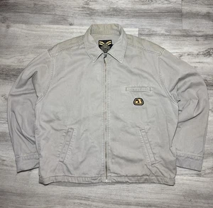 Vintage 1990s JNCO Beige/khaki Zip Up Jacket Army Twill XL Made In USA Workwear - Picture 1 of 15