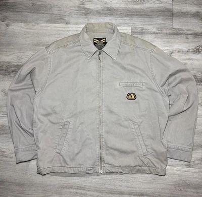 Vintage 1990s JNCO Beige/khaki Zip Up Jacket Army Twill XL Made In USA Workwear - Image 1 of 4