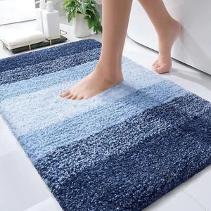 Navy Bathroom Rug 30x20, Soft Absorbent, Non-Slip, Quick Dry, Machine Washable - Picture 1 of 7