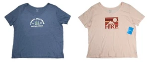 Columbia Plus Size Graphic Print V-Neck Short Sleeve Women's T-Shirt NWT - Picture 1 of 3