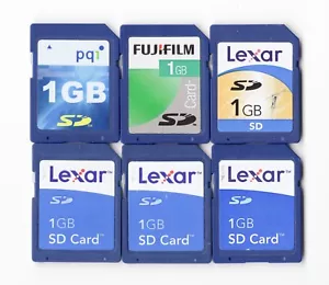 Lot Of 6x Lexar Fujifilm PQI 1GB SD Camera Memory Cards - Picture 1 of 1