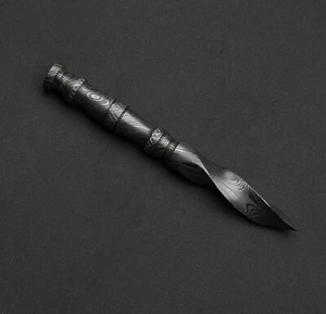 Custom Handmade Damascus Steel Mini Tri Dagger With Leather Sheath Gift For Ever - Picture 1 of 4