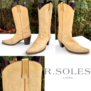 Vintage Cowboy Boots R.Soles By Judy Rothchild LIGHT TAN Eu 41 | UK 7.5 | US 9.5 - Picture 1 of 24