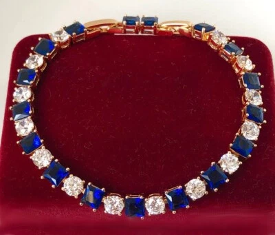 Luxus Tennis Armband Zirkonia Kristalle 750er Rolled Gold 18K vergoldet 17-19 cm - Bild 1 von 4