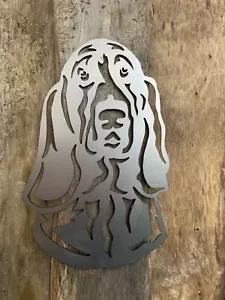 BASSET HOUND HUND STAHL METALL WANDKUNST RASSE ZÜCHTER STAMMBAUM WOHNDEKO GESCHENK - Bild 1 von 3