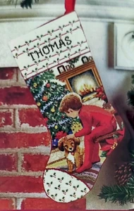 Janlynn WAITING FOR SANTA Counted Cross Stitch Kit Christmas Stocking *RARE* - Picture 1 of 3
