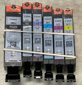 Set of 6 Genuine Sealed Sleeve Canon 280XL Black & & 281 Inkjet Cartridges - Picture 1 of 1