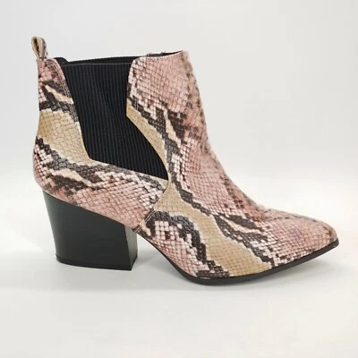 Botas Chelsea Qupid para Mujer Multicolor Piel de Serpiente Punta Tacones Cubanos 9 Nuevas Foto 1 de 4