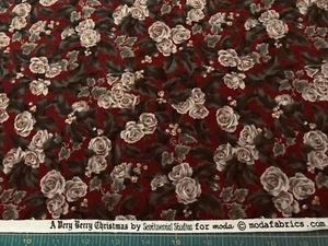 Moda Floral Maroon 1 Yard and 34” X 42” Estate Fabric Priced To Sell Fast #E509 - Picture 1 of 2