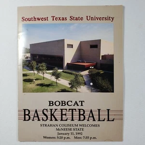 1992 Southwest Texas State University SWT Bobcat BASKETBALL Game Program - Picture 1 of 2