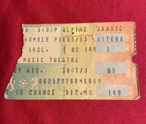 Vintage 1980 Concert Ticket Humble Pie Mahogany Rush June 7th Alpine Valley WI - Picture 1 of 6