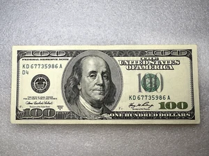 USA SERIES 2006 $100 DOLLAR BILL FEDERAL RESERVE NOTE KD67735986A VERY HIGH GRAD - Picture 1 of 2