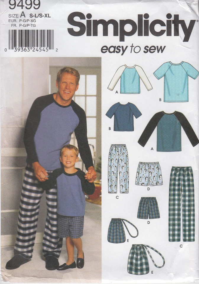 Sewing Pattern Simplicity 9499  Men's & Boys'  Pajamas, Bags, Loungewear - Image 1 of 1