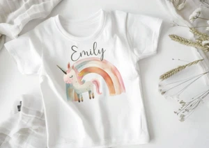 Personalised UNICORN THEME t-shirt, toddler top tees, kids clothing - Picture 1 of 2