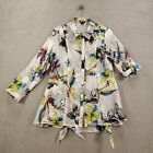 Alli Y Blouse Womens Medium Sheer Button Up Artsy Abstract Floral