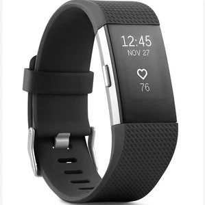 Fitbit Charge 2 Heart Rate + Fitness Wristband, Black, Large (US Version) *NEW* - Picture 1 of 2