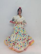 Vintage Marin Chiclana White Dress Flowers Andaluza Made In Spain 540 5/0