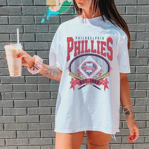 Vintage 90s Philadelphia Team Phillies Baseball T-Shirt Gift Men Women Cover