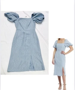 Sachin & Babi Neu mit Etikett quadratischer Ausschnitt Puffärmel Kleid Größe 6 Damen Midi staubblau - Bild 1 von 9