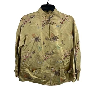 Vintage Peony Brand Shanghai Chinese Satin Jacket Gold - Picture 1 of 9