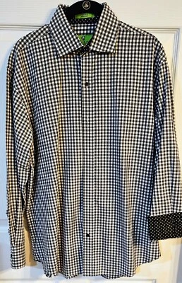 Men's Black/White Checker Long Sleeve ButtonUp Shirt /Size L By Bristol & Bull - Image 1 of 4