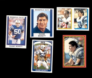 1986-1990 Duane Bickett Indianapolis Colts Lote de 5 tarjetas de pegatinas Panini Topp Rookie - Imagen 1 de 1