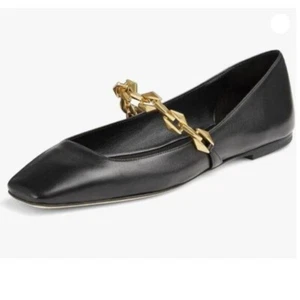 miss left Women Chain Strap Mary Janes Shoes Slip On Closed Square Toe Black - Picture 1 of 7