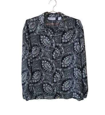 Top delantero DIANE VON FURSTENBERG 1X/2X negro blanco cachemir semi transparente botón Foto 1 de 4