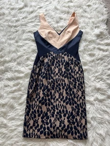 Hybrid Occassion Dress. Size 12. Navy And Peach. Pencil Dress/bodycon. VGC - Picture 1 of 3