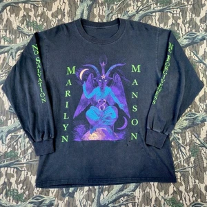 VTG 1996 Marilyn Manson Baphomet Antichrist Superstar Long Sleeve T-Shirt XL - Picture 1 of 8