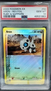 POP 2 - 2003 Pokemon EX Rubin & Saphir #50/109 Aron PSA 10 Reverse Holo - Bild 1 von 5