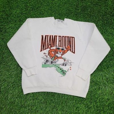 Vintage 80s Funny Tiger Plane Sweatshirt Womens Large 20x22 Miami - Image 1 of 4