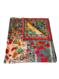 Johnny Was Reversible Serrano Cozy Throw Blanket Floral Birds Size 75"x68" EUC - Picture 1 of 21