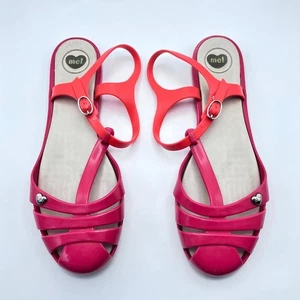 Melissa Grendene Pink Coral Flat Vegan Jelly Sandals EU 41/42 US 10 UK 8 - Picture 1 of 6