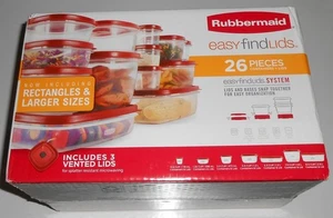 RUBBERMAID 26PC RED FOOD STORAGE CONTAINER SET WITH EASY FIND LIDS - NEW SEALED - Picture 1 of 7