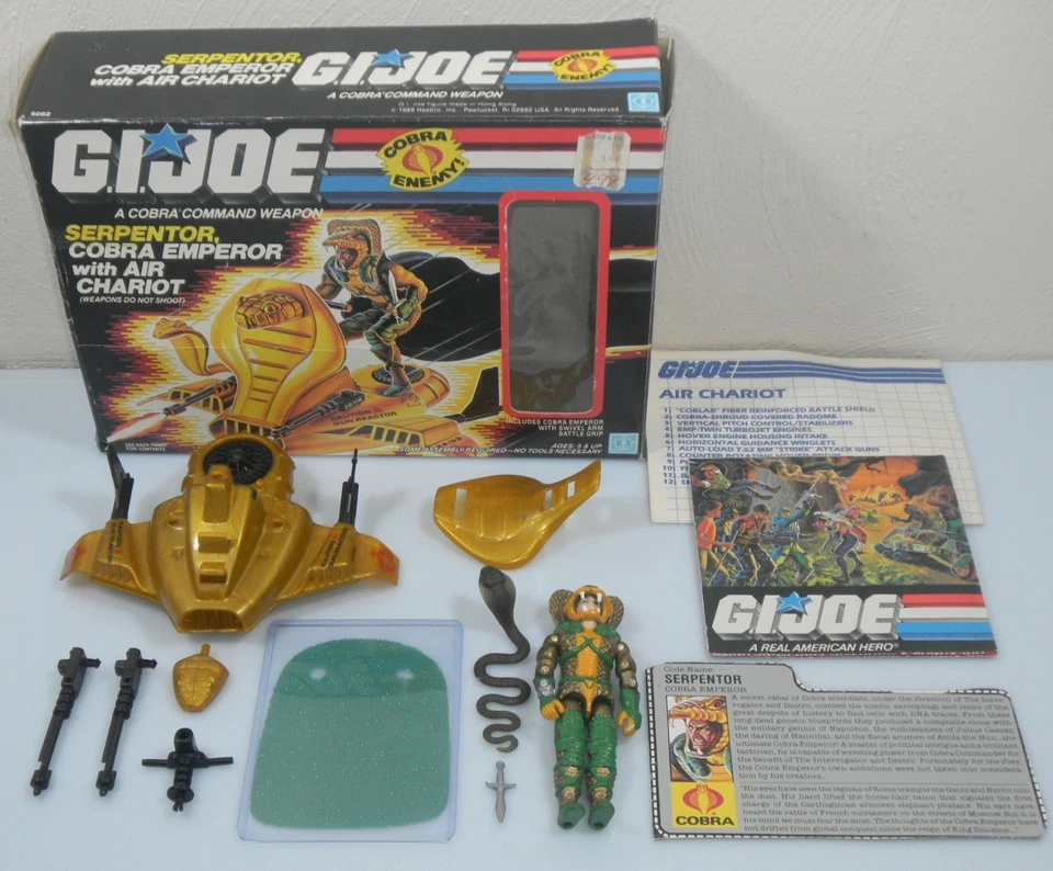 Complete 1986 Serpentor in Box Cobra Figure & Air Chariot G.I. GI Joe 3.75 ARAH - Image 1 of 4